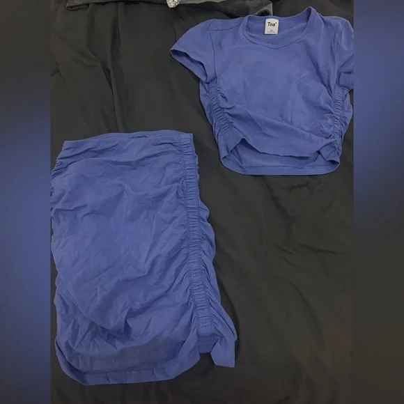 Blue Aritzia Ruched Top and Skirt Set - Picture 1 of 1